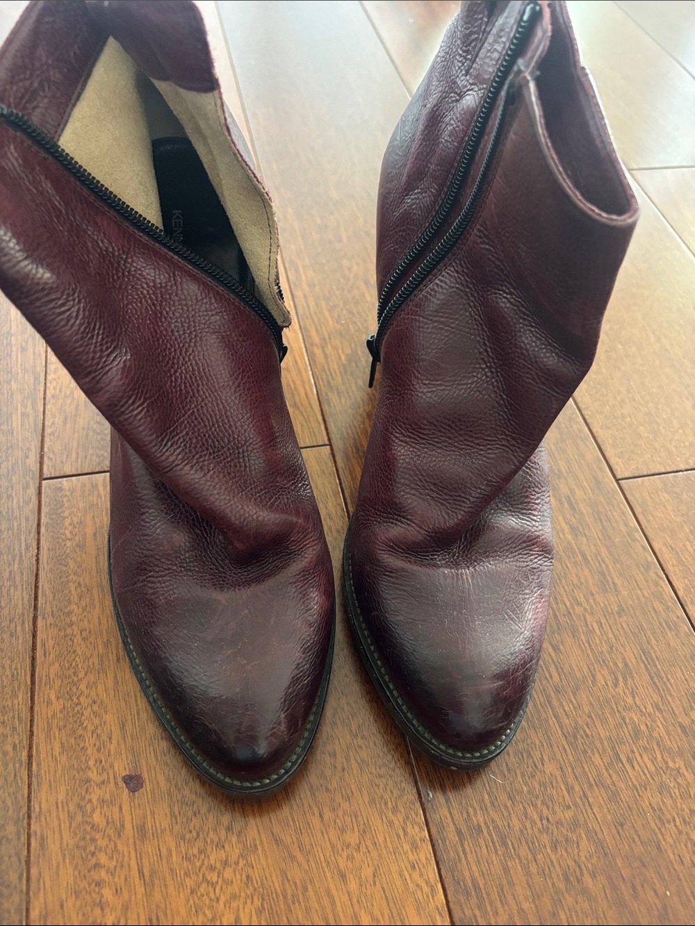 Women's Burgundy Leather Ankle Boots